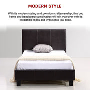 Single PU Leather Bed Frame Brown V63-800717