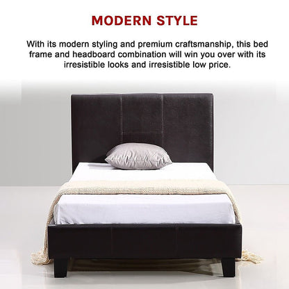 Single PU Leather Bed Frame Brown V63-800717