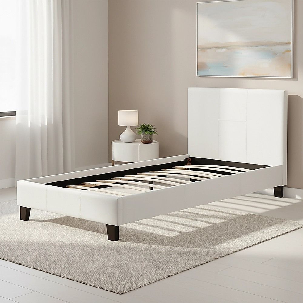 Single PU Leather Bed Frame White V63-800727
