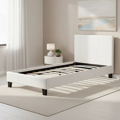 Single PU Leather Bed Frame White V63-800727