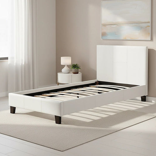 Single PU Leather Bed Frame White V63-800727