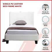Single PU Leather Bed Frame White V63-800727