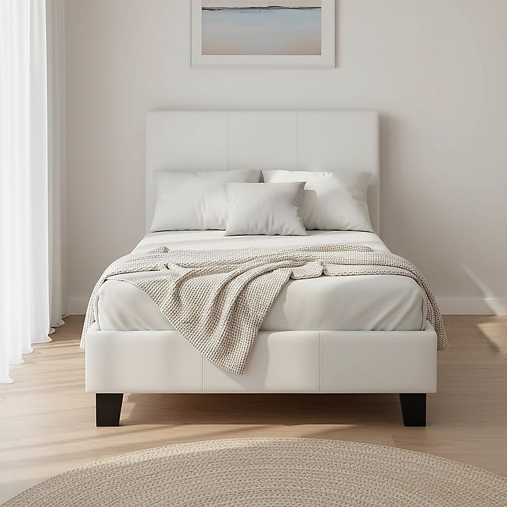 Single PU Leather Bed Frame White V63-800727