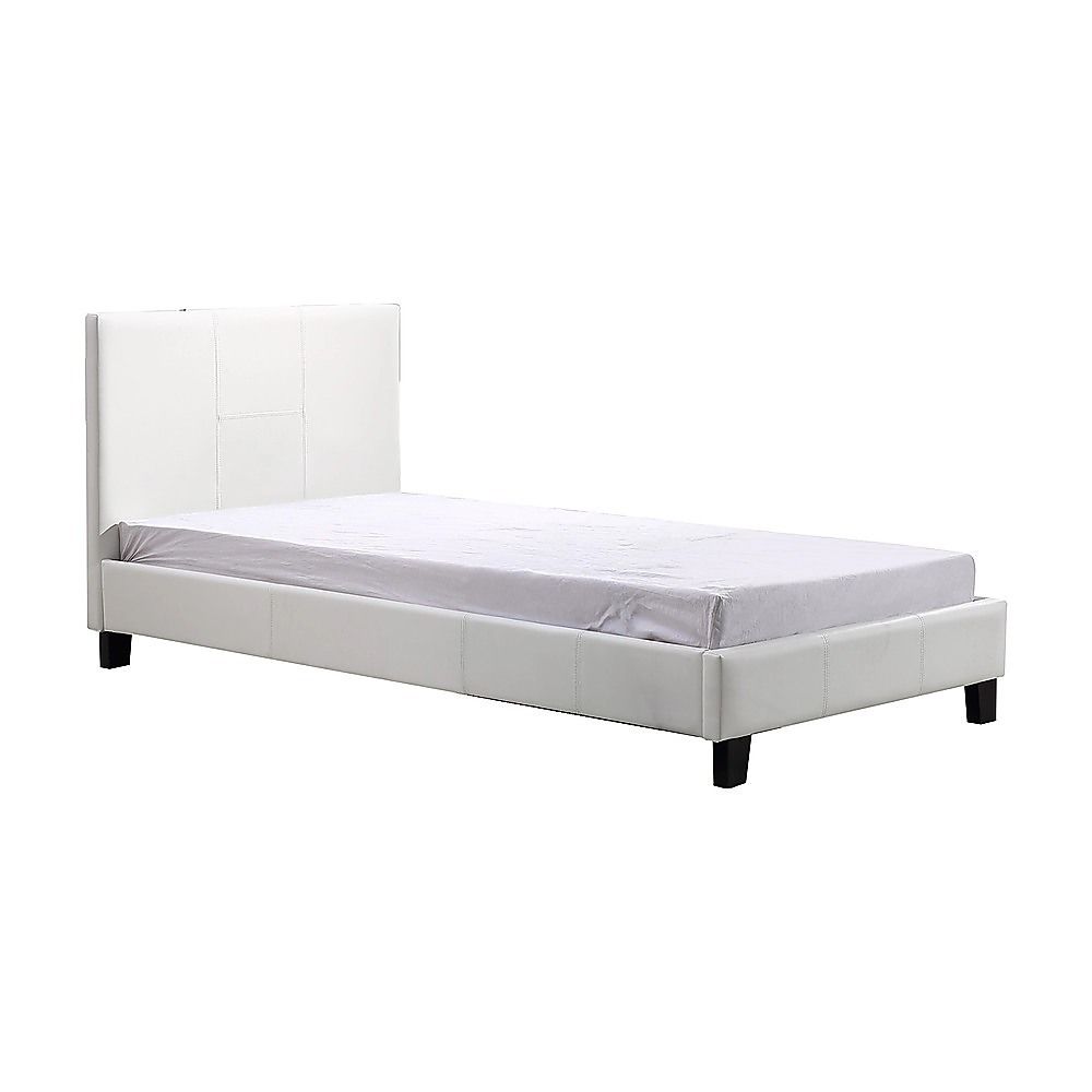 Single PU Leather Bed Frame White V63-800727
