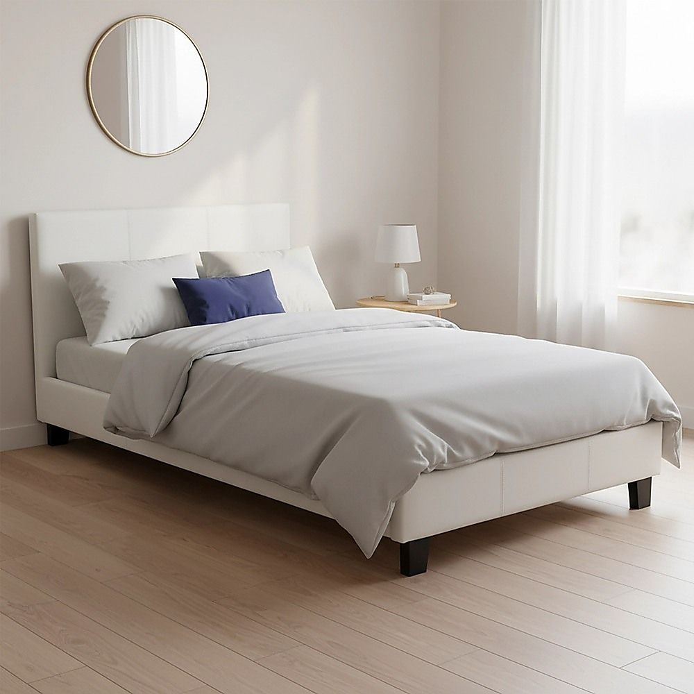 Single PU Leather Bed Frame White V63-800727