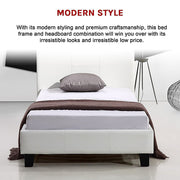 Single PU Leather Bed Frame White V63-800727