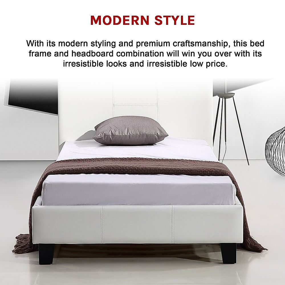 Single PU Leather Bed Frame White V63-800727
