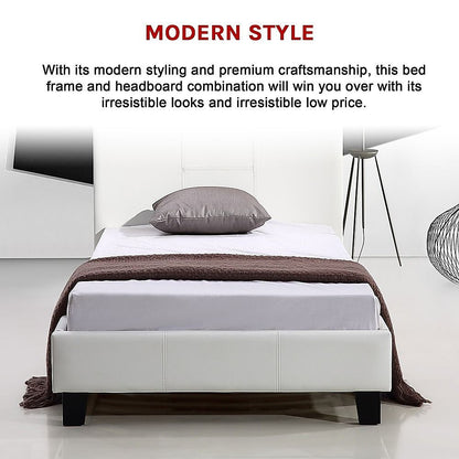 Single PU Leather Bed Frame White V63-800727