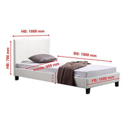 Single PU Leather Bed Frame White V63-800727