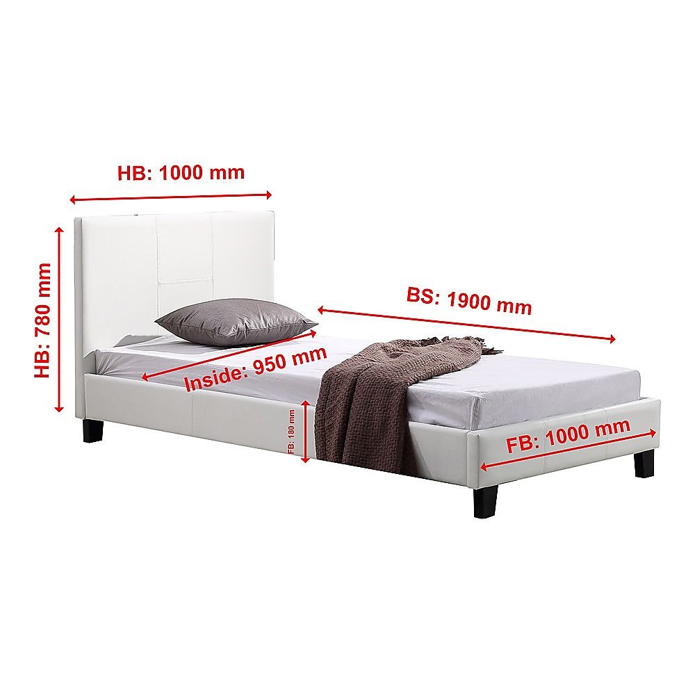 Single PU Leather Bed Frame White V63-800727