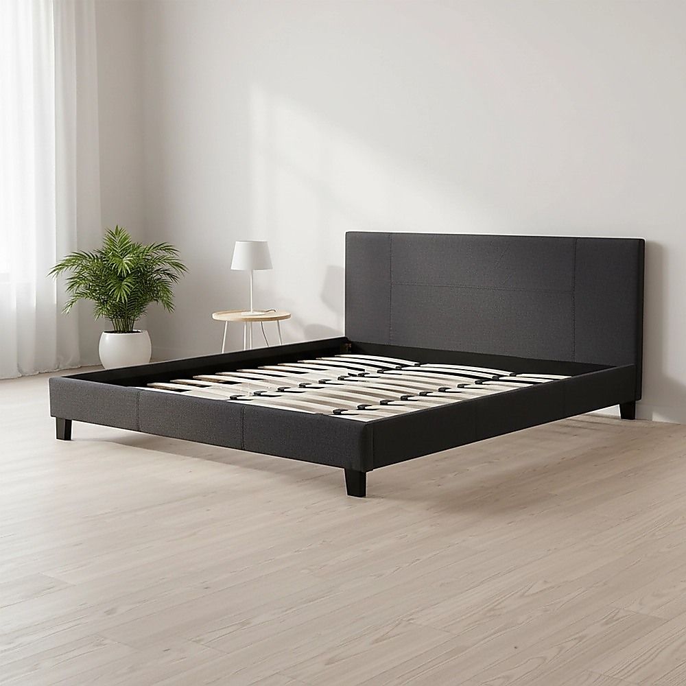 King Linen Fabric Bed Frame Grey V63-800737