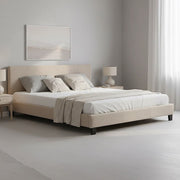 King Linen Fabric Bed Frame Beige