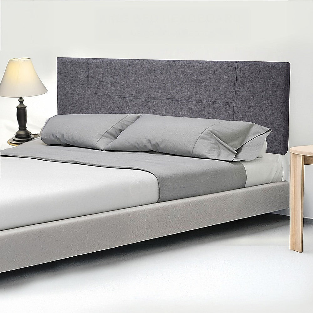 Linen Fabric King Bed Headboard Bedhead - Grey V63-800757