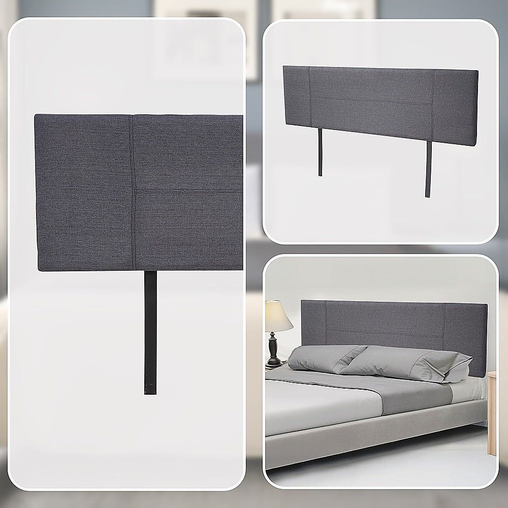 Linen Fabric King Bed Headboard Bedhead - Grey V63-800757