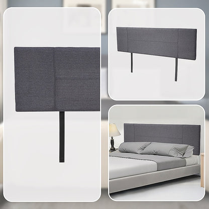 Linen Fabric King Bed Headboard Bedhead - Grey V63-800757