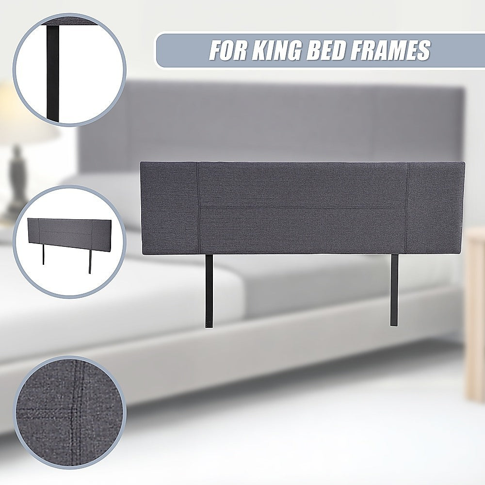 Linen Fabric King Bed Headboard Bedhead - Grey V63-800757