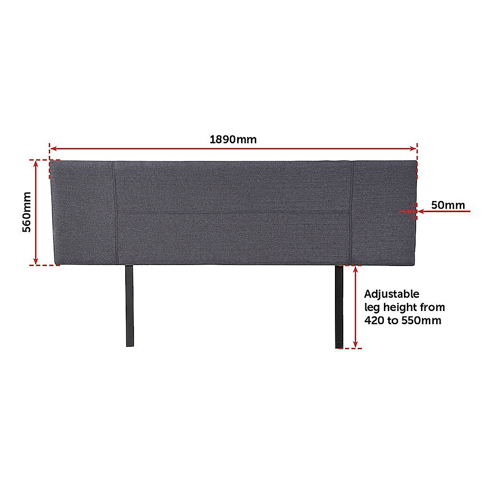 Linen Fabric King Bed Headboard Bedhead - Grey V63-800757