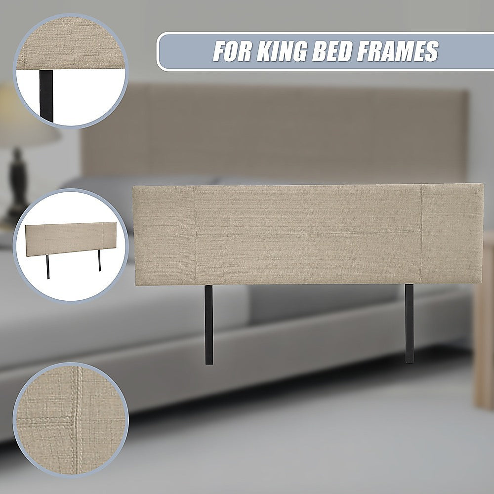 Linen Fabric King Bed Headboard Bedhead - Beige V63-800767