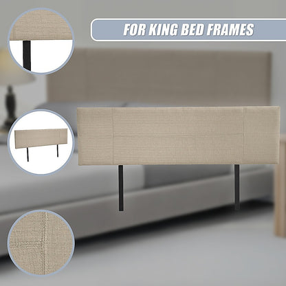 Linen Fabric King Bed Headboard Bedhead - Beige V63-800767