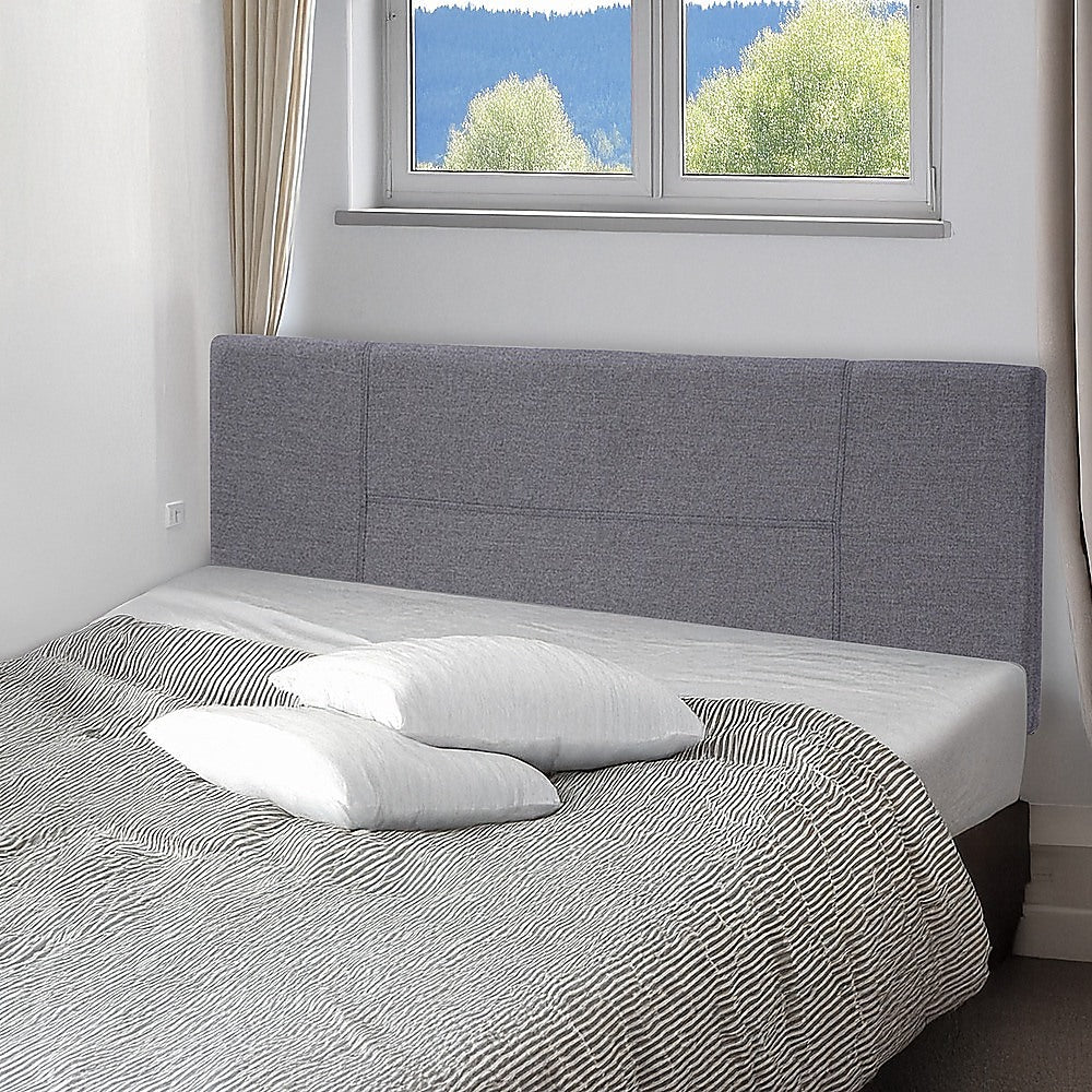 Linen Fabric Queen Bed Headboard Bedhead - Grey V63-800777