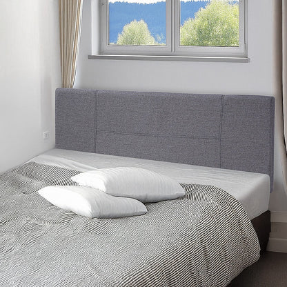Linen Fabric Queen Bed Headboard Bedhead - Grey V63-800777