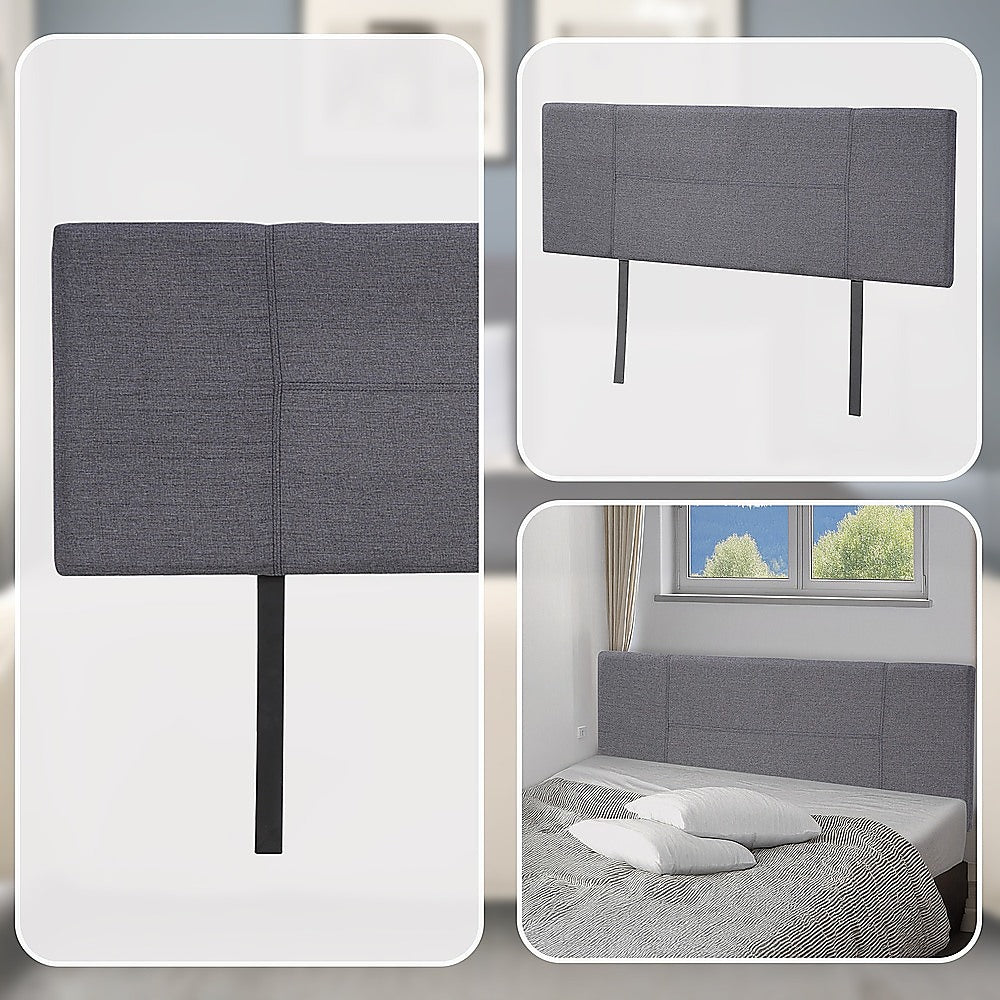 Linen Fabric Queen Bed Headboard Bedhead - Grey V63-800777