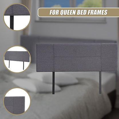 Linen Fabric Queen Bed Headboard Bedhead - Grey V63-800777