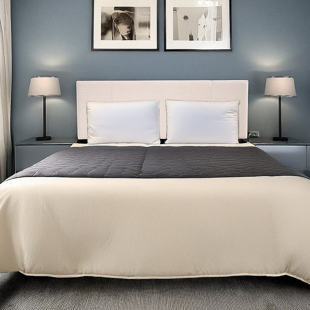 Linen Fabric Queen Bed Headboard Bedhead - Beige V63-800787