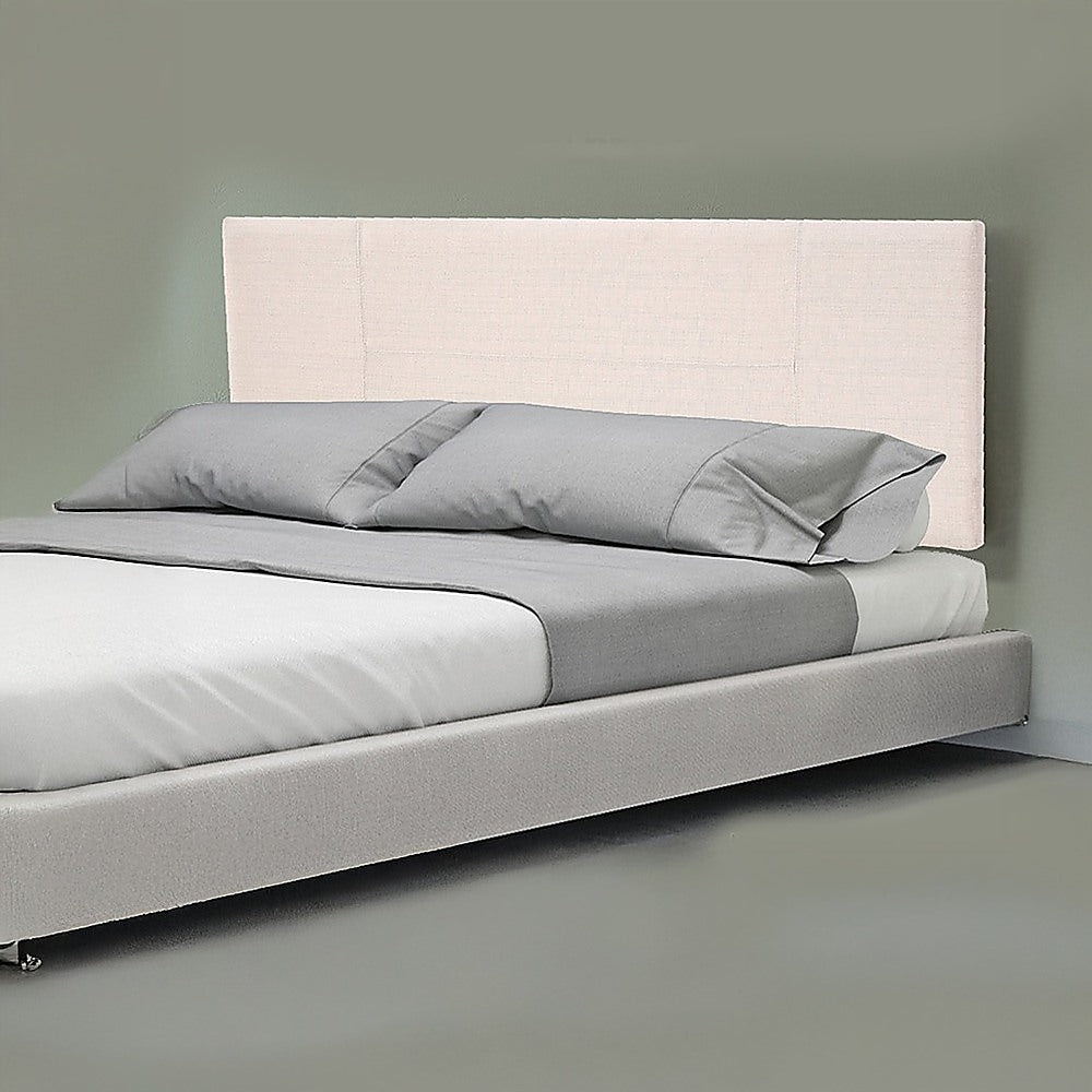 Linen Fabric Queen Bed Headboard Bedhead - Beige V63-800787