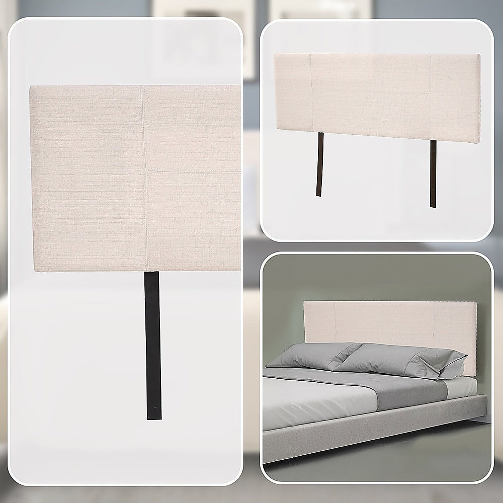 Linen Fabric Queen Bed Headboard Bedhead - Beige V63-800787