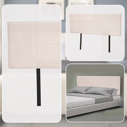 Linen Fabric Queen Bed Headboard Bedhead - Beige V63-800787