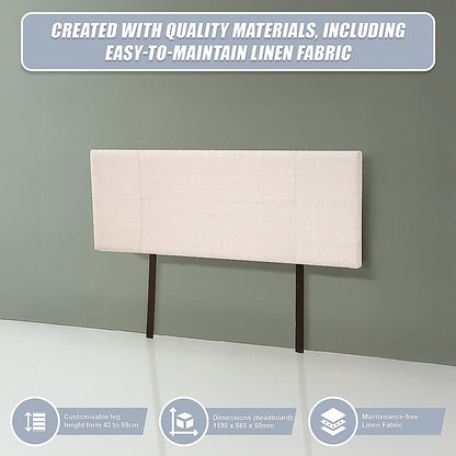 Linen Fabric Queen Bed Headboard Bedhead - Beige V63-800787