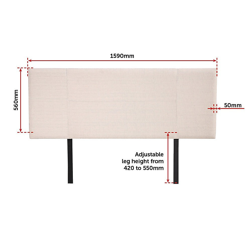 Linen Fabric Queen Bed Headboard Bedhead - Beige V63-800787