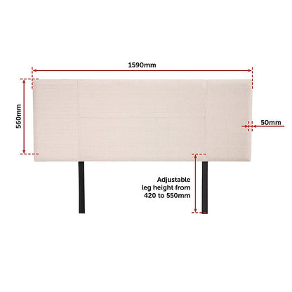 Linen Fabric Queen Bed Headboard Bedhead - Beige V63-800787
