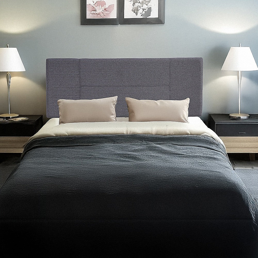 Linen Fabric Double Bed Headboard Bedhead - Grey V63-800797