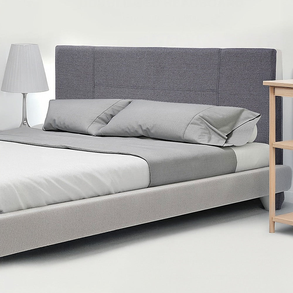 Linen Fabric Double Bed Headboard Bedhead - Grey V63-800797