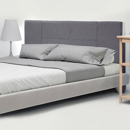 Linen Fabric Double Bed Headboard Bedhead - Grey V63-800797
