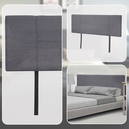 Linen Fabric Double Bed Headboard Bedhead - Grey V63-800797