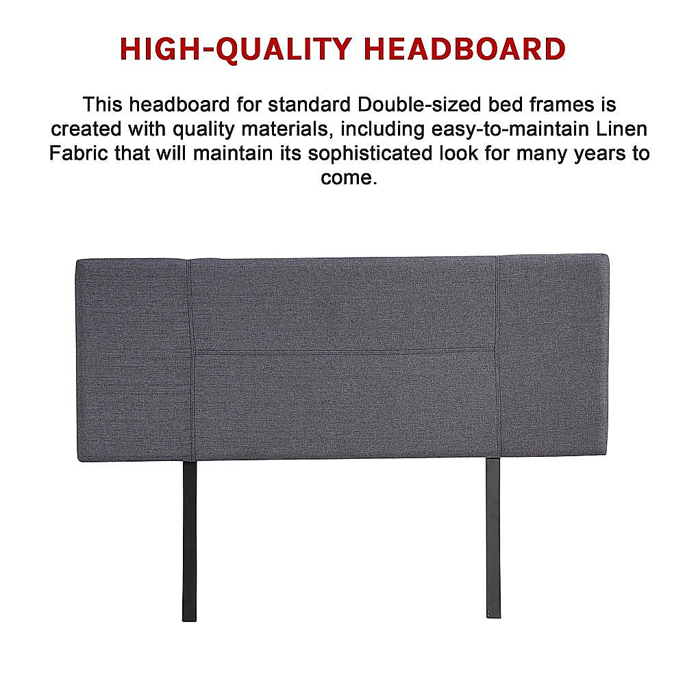 Linen Fabric Double Bed Headboard Bedhead - Grey V63-800797