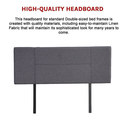 Linen Fabric Double Bed Headboard Bedhead - Grey V63-800797