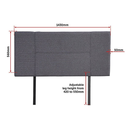 Linen Fabric Double Bed Headboard Bedhead - Grey V63-800797