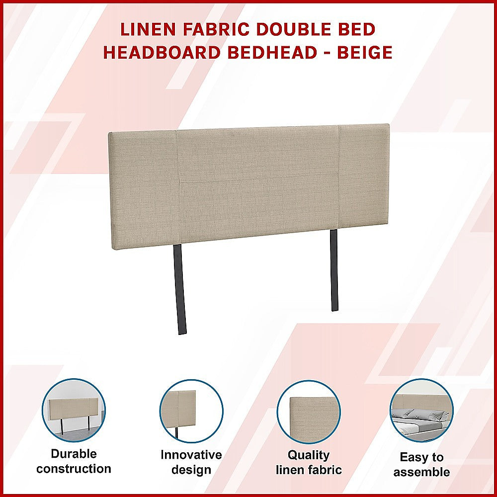 Linen Fabric Double Bed Headboard Bedhead - Beige V63-800807