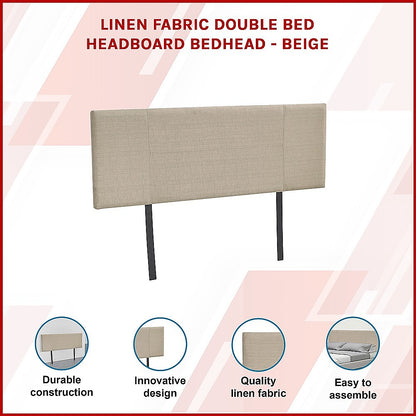 Linen Fabric Double Bed Headboard Bedhead - Beige V63-800807
