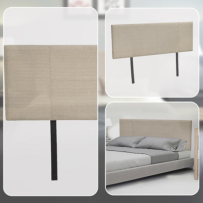 Linen Fabric Double Bed Headboard Bedhead - Beige V63-800807
