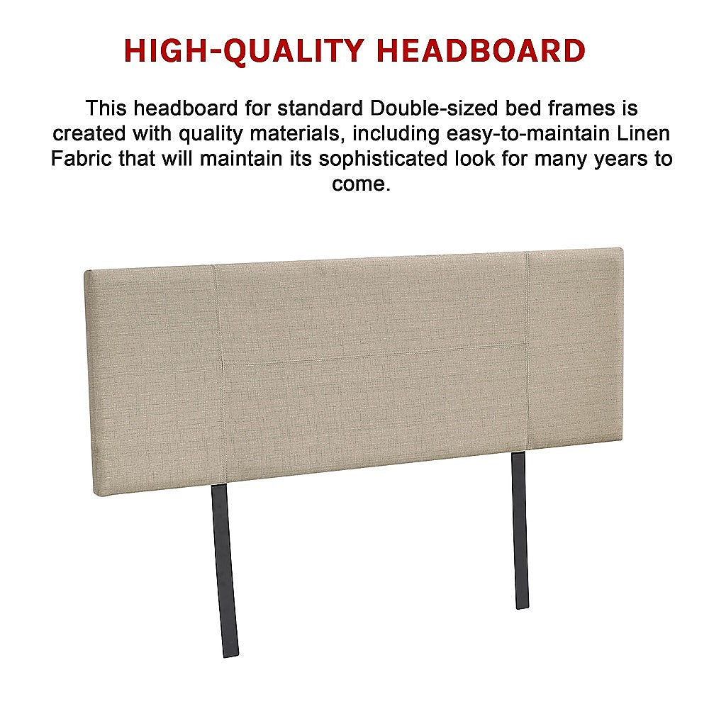 Linen Fabric Double Bed Headboard Bedhead - Beige V63-800807