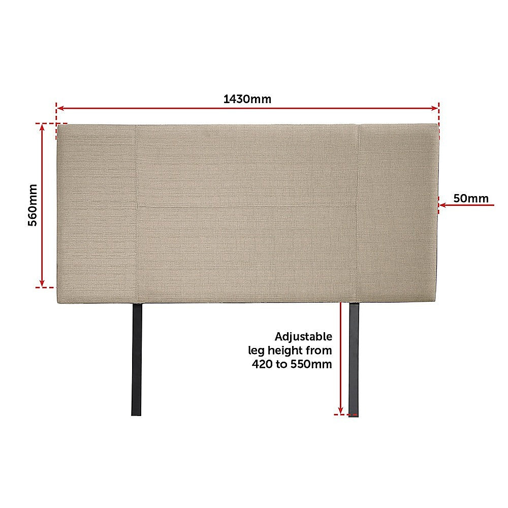 Linen Fabric Double Bed Headboard Bedhead - Beige V63-800807