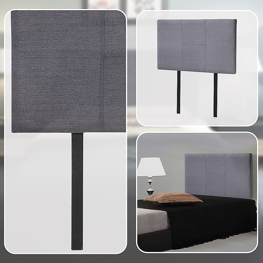 Linen Fabric Single Bed Headboard Bedhead - Grey V63-800817