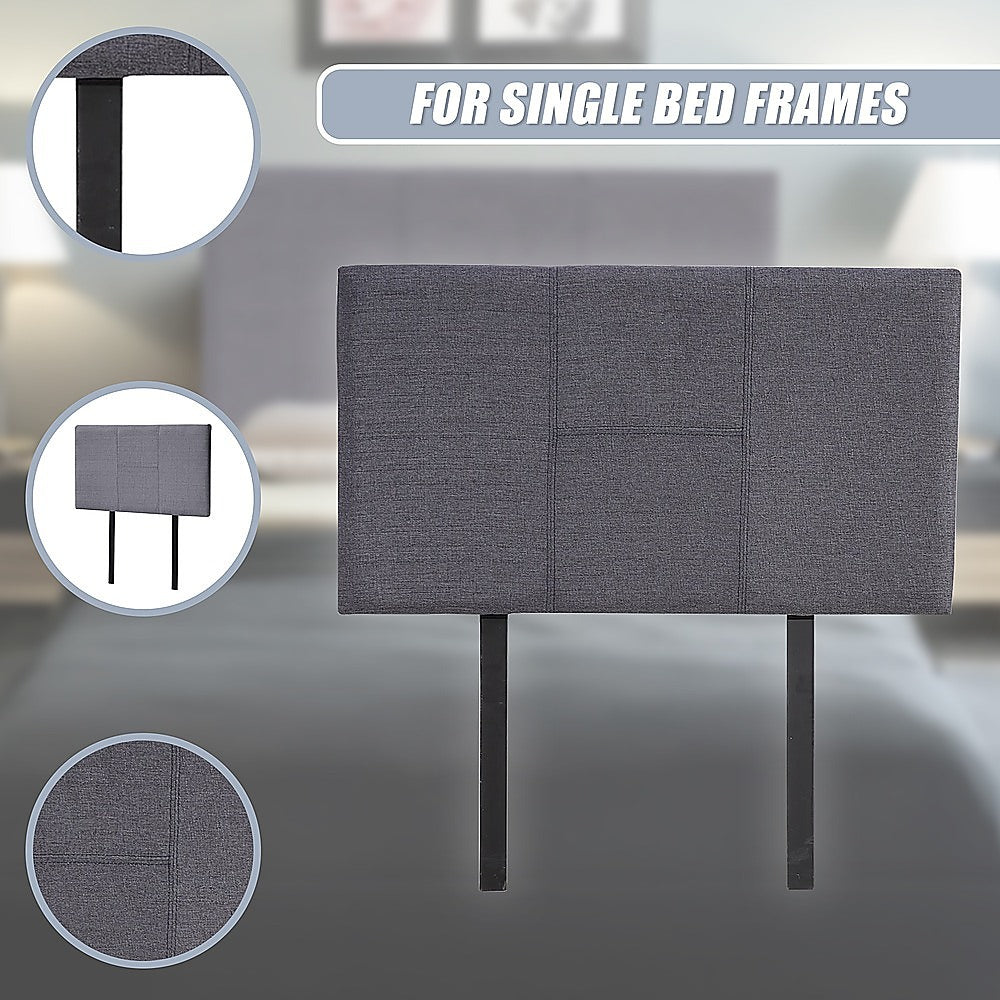 Linen Fabric Single Bed Headboard Bedhead - Grey V63-800817