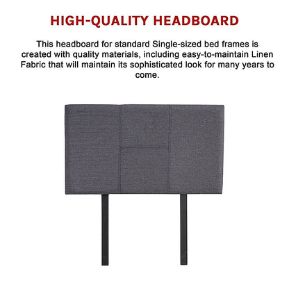 Linen Fabric Single Bed Headboard Bedhead - Grey V63-800817