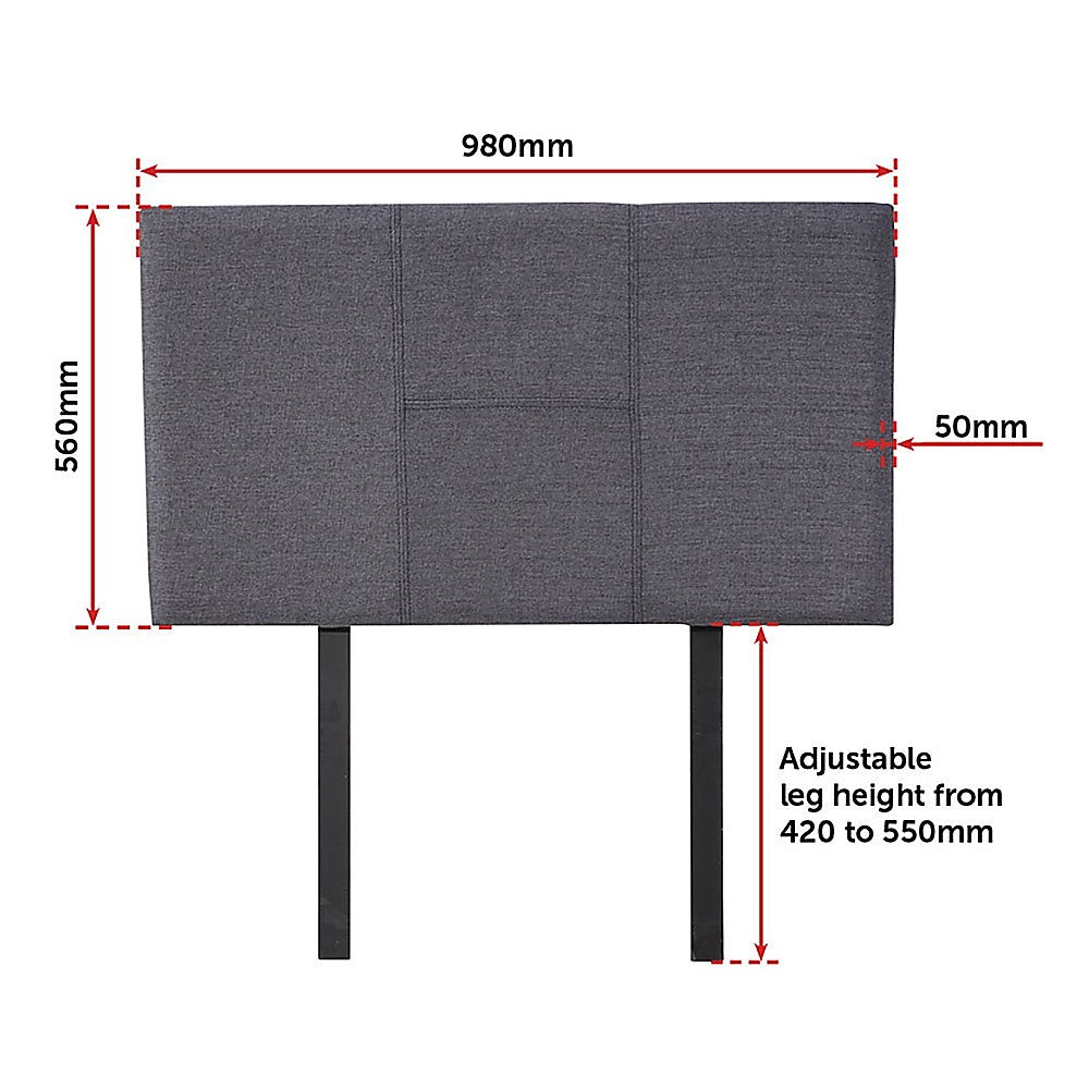 Linen Fabric Single Bed Headboard Bedhead - Grey V63-800817